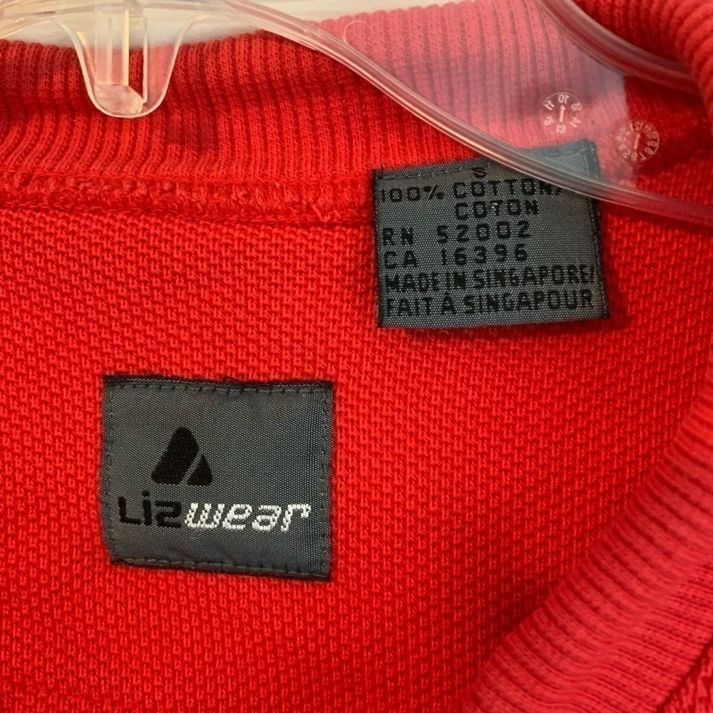 HTF Vintage Red Lizwear Cropped Full Zip Red Jacket with Drawstrings Small - Picture 3 of 5